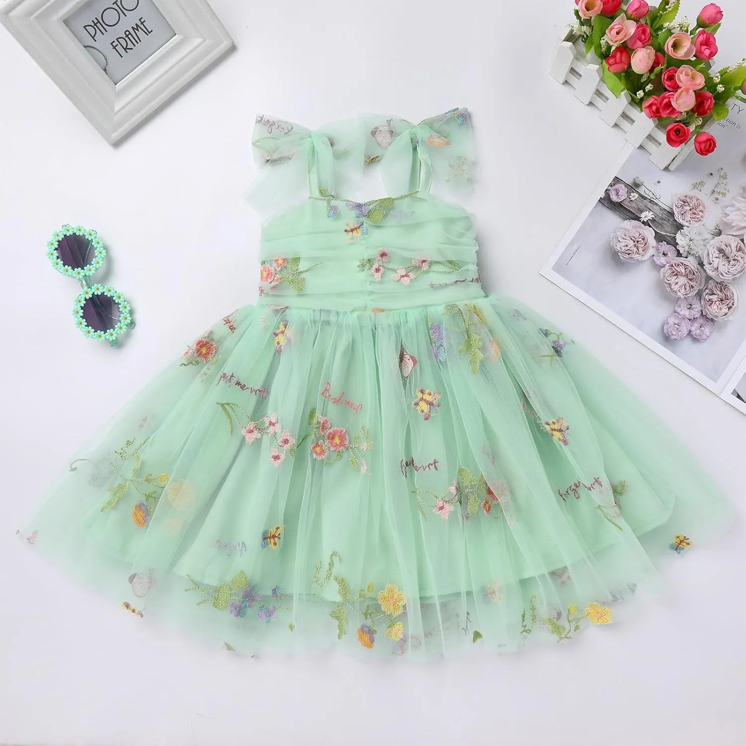 IMEKIS Toddler Baby Girl Birthday Princess Dress Shiny Confetti Boho Rainbow Cake Smash Photo Shoot Outfit for 1-6T