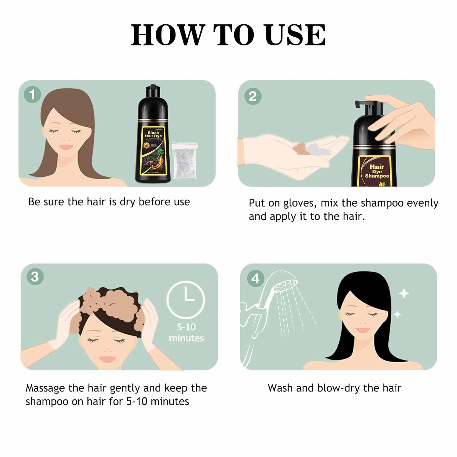 Instant Hair Color Shampoo in Minutes - 3 in 1 Cherry Brown Dye, Long Lasting, Easy to Use