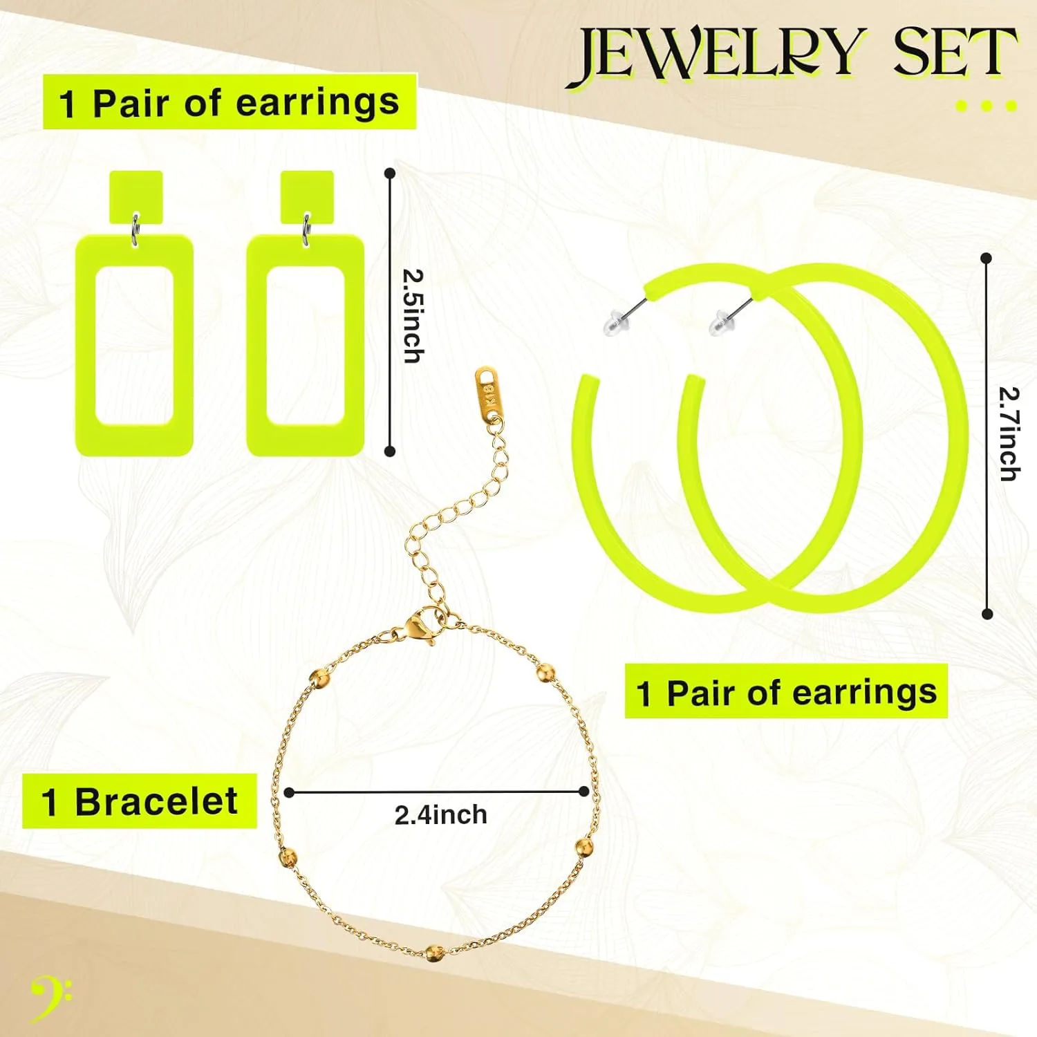 Jadive 4 Pcs Women Acrylic Hand Purse Clear Clutch Evening Bag Retro Earring Bracelet Jewelry Set Neon Vintage Wedding Gift