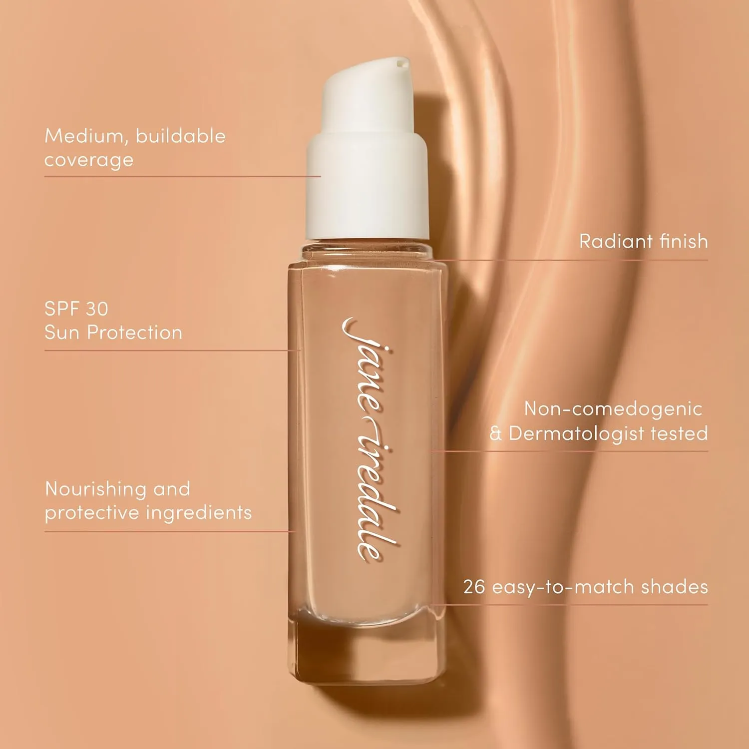 jane iredale Skintuition SPF 30 Radiance-Boosting Liquid Foundation, Perfects and Protects Skin, Medium Coverage, Natural Finish, Vegan, Cruelty-Free