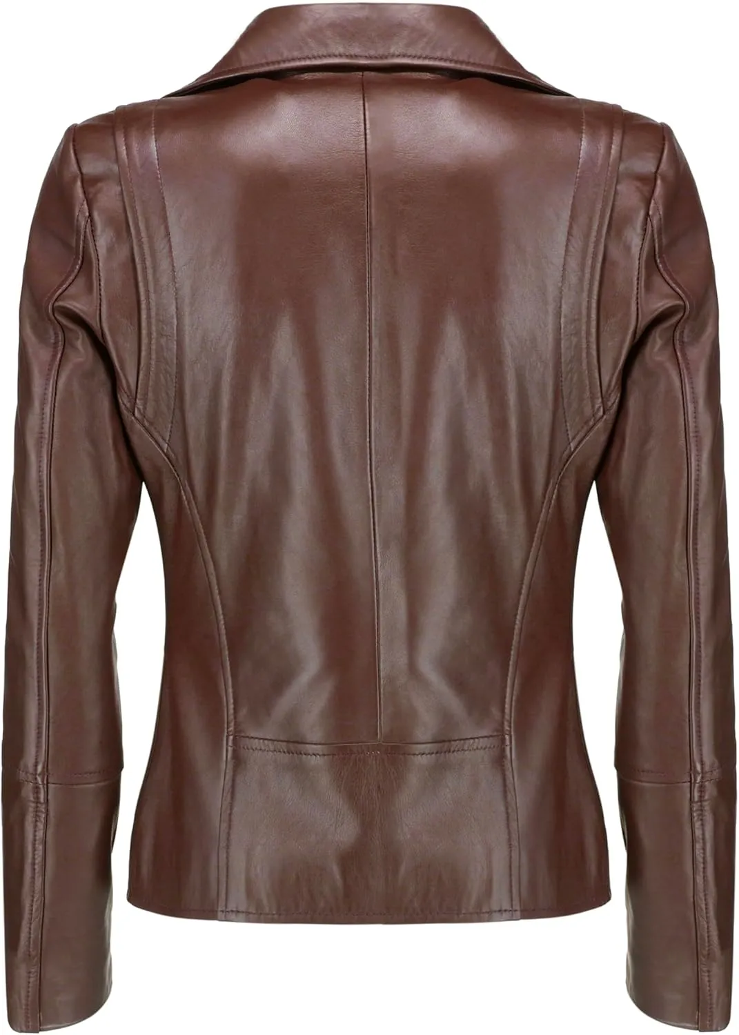 Jild Women's Asymmetrical Zip-Up Real Lambskin Leather Motorcycle Jacket - Casual Fashion Moto Biker Leather Jacket Women