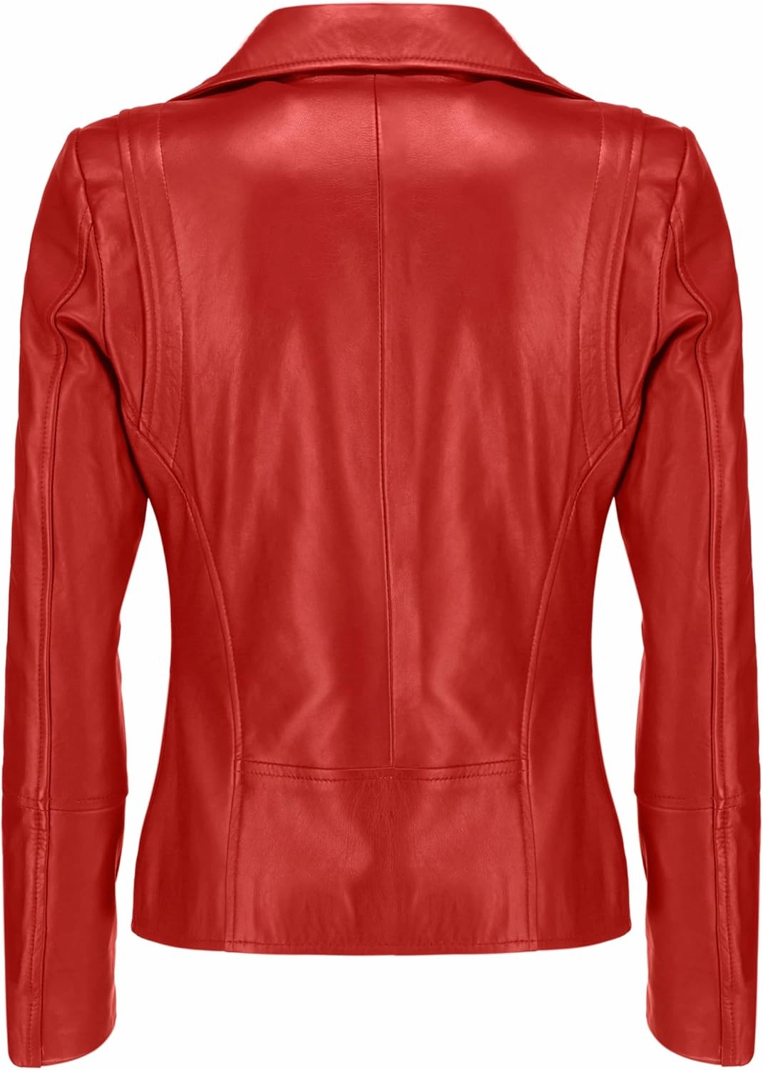 Jild Women's Asymmetrical Zip-Up Real Lambskin Leather Motorcycle Jacket - Casual Fashion Moto Biker Leather Jacket Women