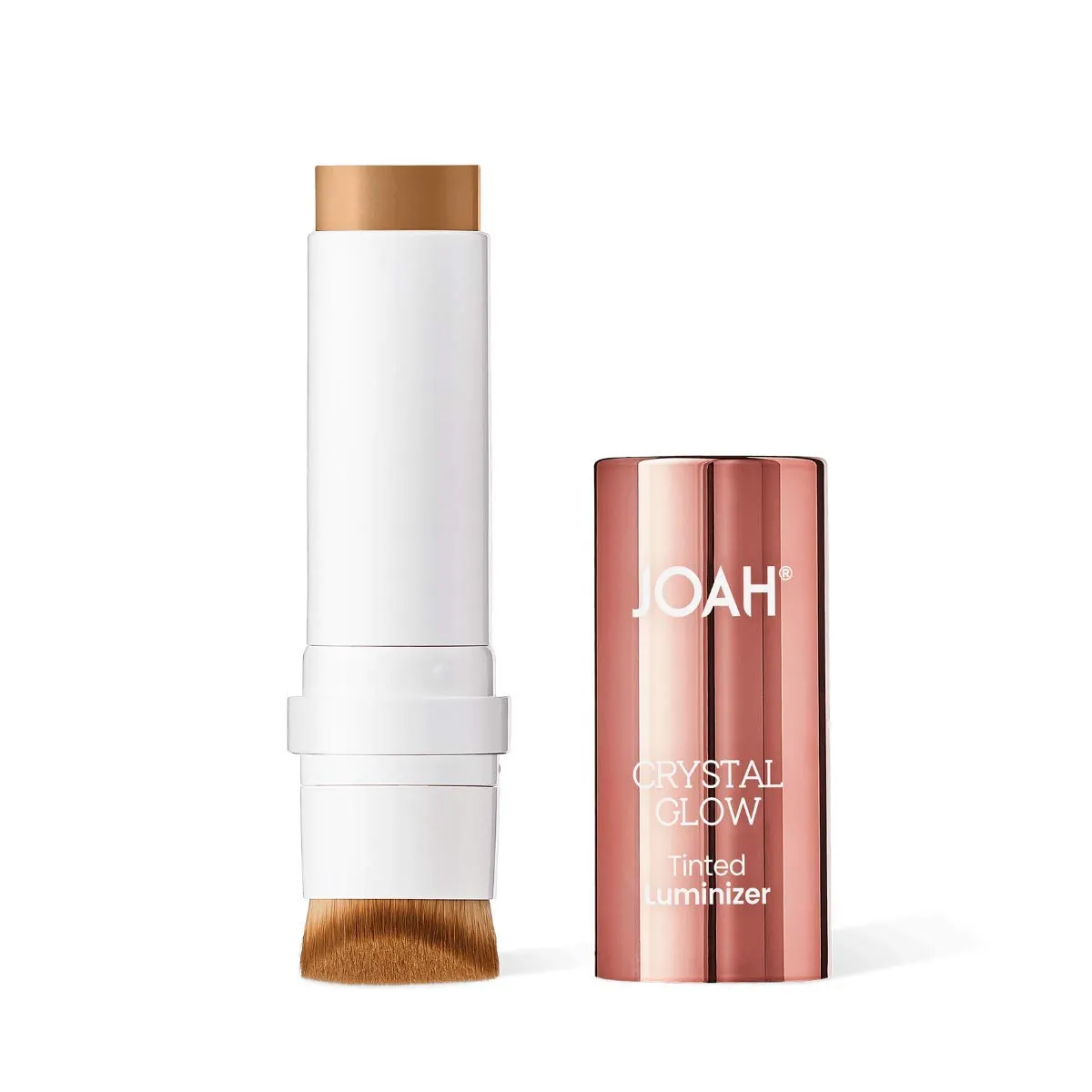 JOAH Highlighter Stick, Crystal Glow Tinted Luminizer Contour Makeup, Crystalide Peptide for Clearer, Smoother Looking Skin, Built-In Detachable Brush, Warm Honey