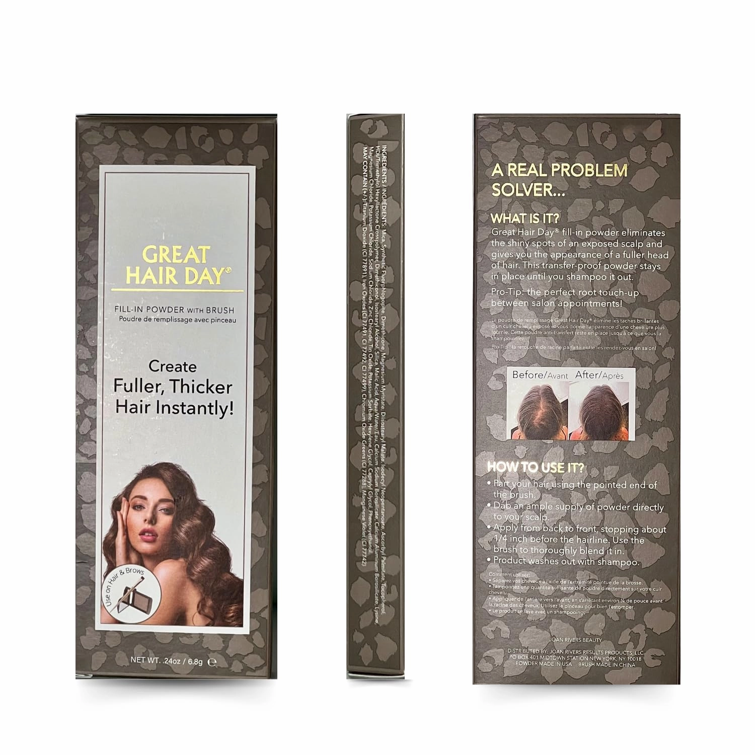 Joan Rivers Great Hair Day Root Touch Up Powder Duo - Fill-in Powder for Thicker, Fuller Looking Hair (Red)