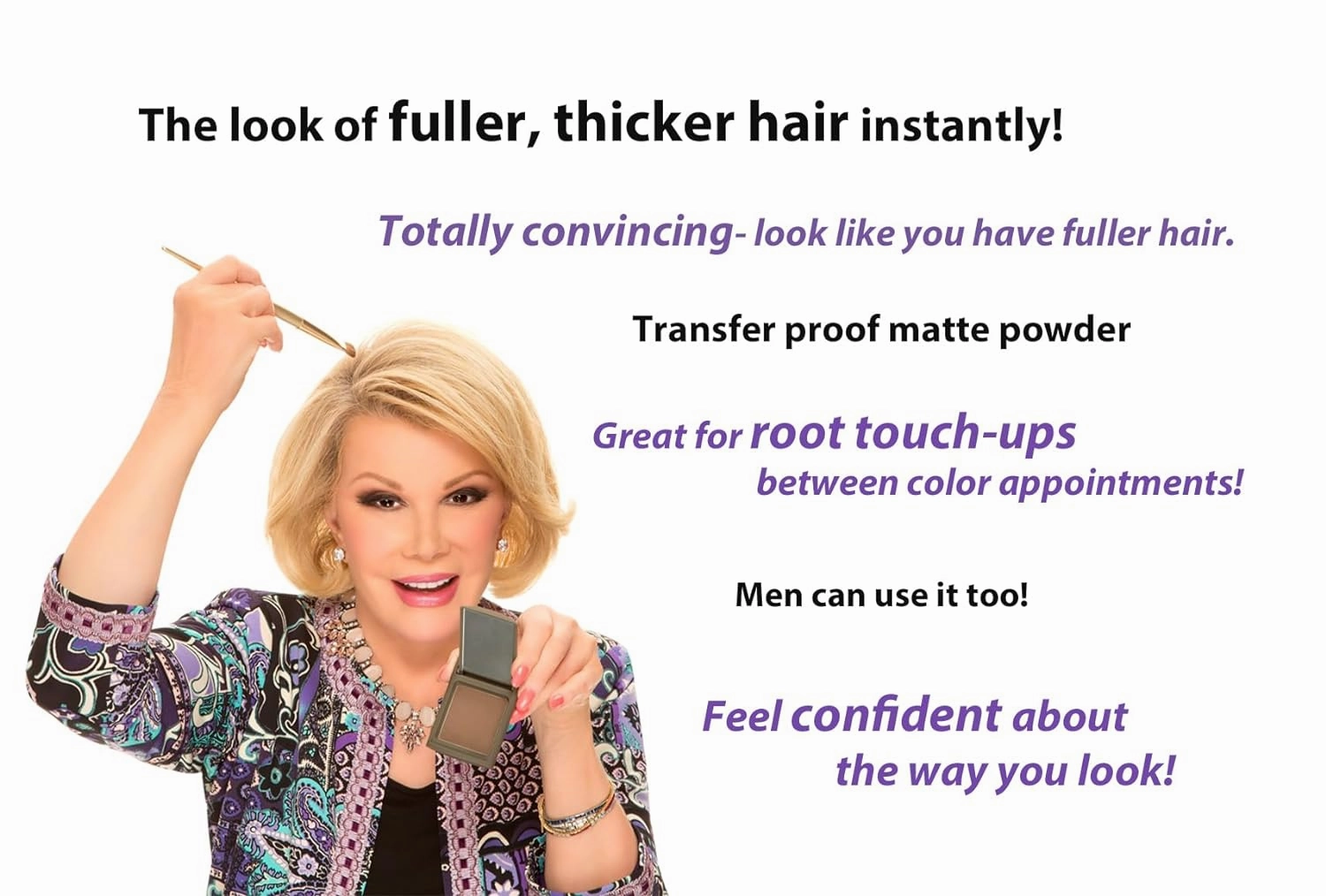 Joan Rivers Great Hair Day Root Touch Up Powder Duo - Fill-in Powder for Thicker, Fuller Looking Hair (Red)