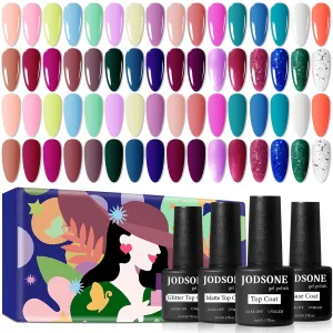 JODSONE 32 4 Pcs Gel Nail Polish Kit Soak Off Gel Polish Set Glitter Gel Nail Kit Nail Art Salon DIY at Home Manicure Kit