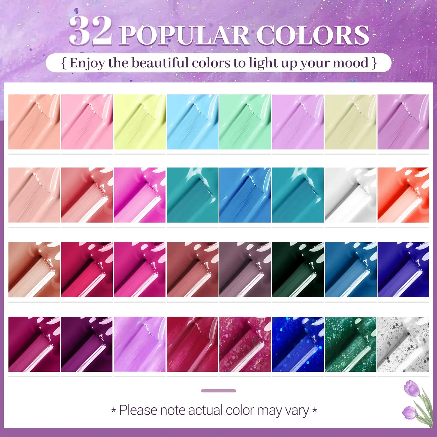 JODSONE 32 4 Pcs Gel Nail Polish Kit Soak Off Gel Polish Set Glitter Gel Nail Kit Nail Art Salon DIY at Home Manicure Kit