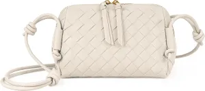 Joryin Woven Crossbody Purse for Women, Hand-Woven Leather Crossbody Bag Woven Shoulder Bag Vegan Leather Handbag