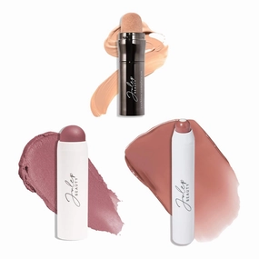 Julep All-in-One Beauty Trio: Cushion Complexion Foundation Shell, Skip the Brush Blush Stick Muted Mauve, and It’s Balm Tinted Lip Balm Vintage Mauve