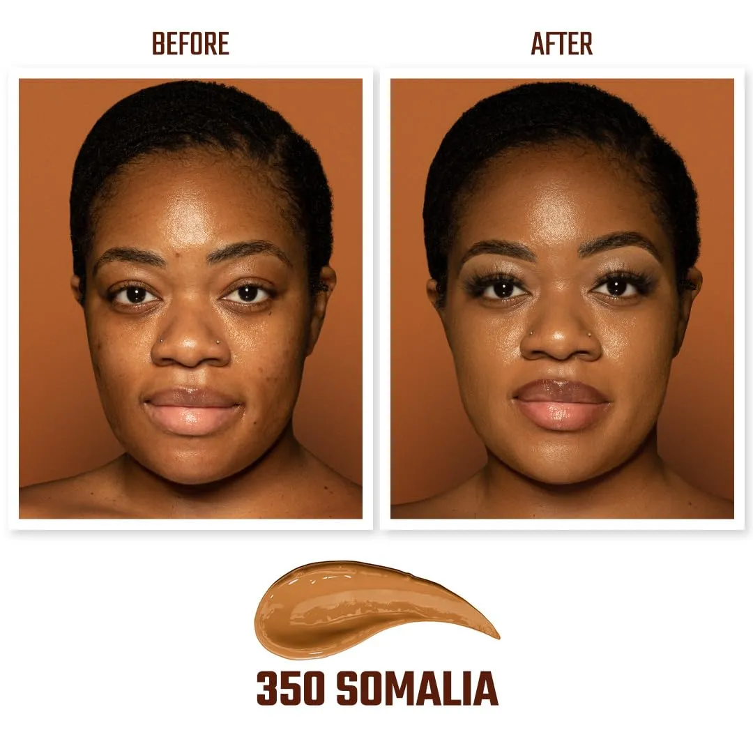 Juvia's Place I Am Magic Natural Radiance Foundation - 350Somalia - Full Coverage Liquid Foundation Makeup for Dry, Mature, Aging, and Combination Skin - Lightweight Longwear Base with Radiant Finish