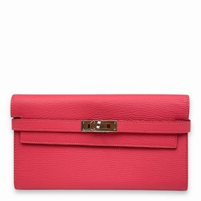Kelly Rose Lipstick Wallet in Chevre Mysore, Palladium hardware