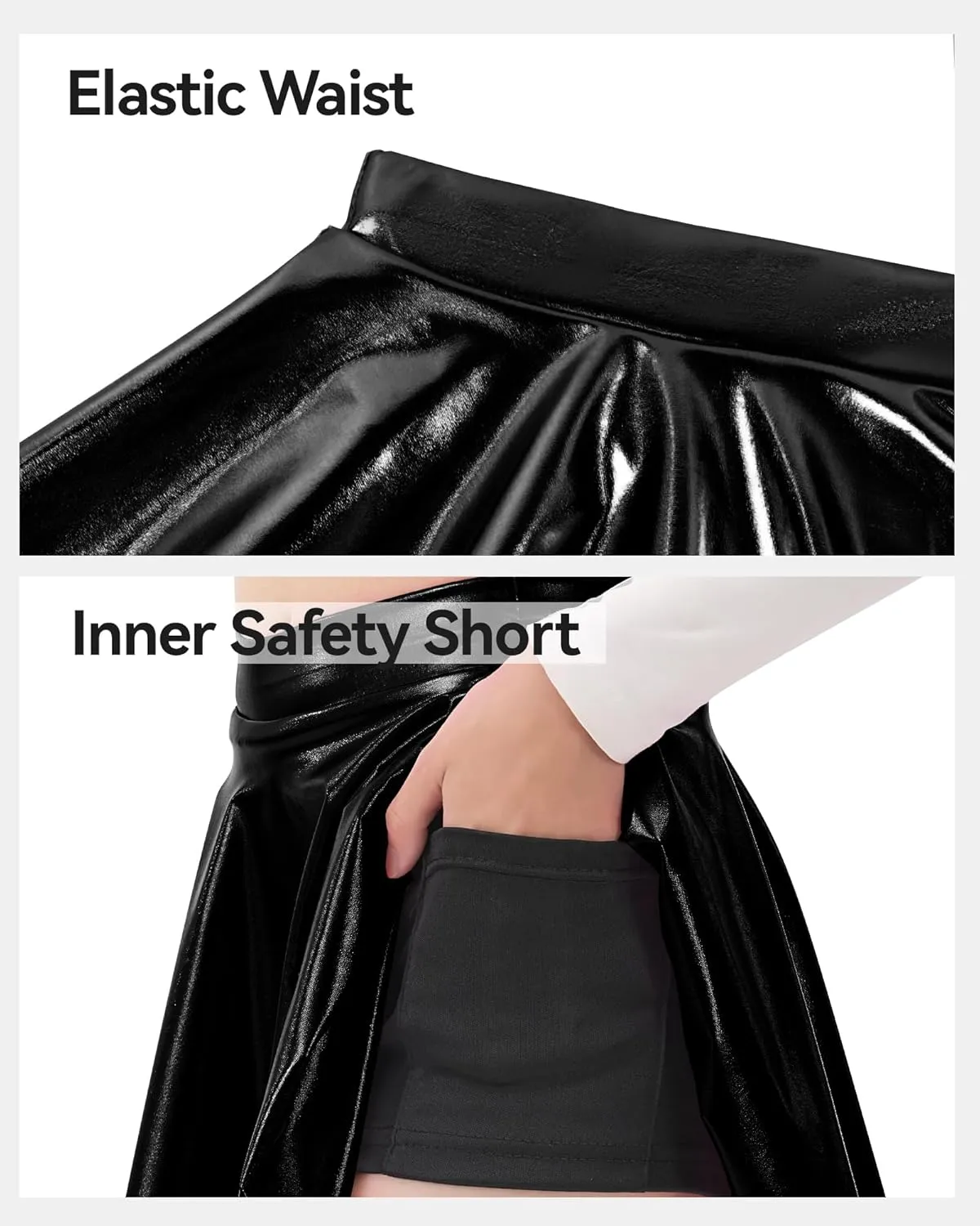 KEREDA Girls Metallic Skater Skirts Shiny Flared Holographic Skort