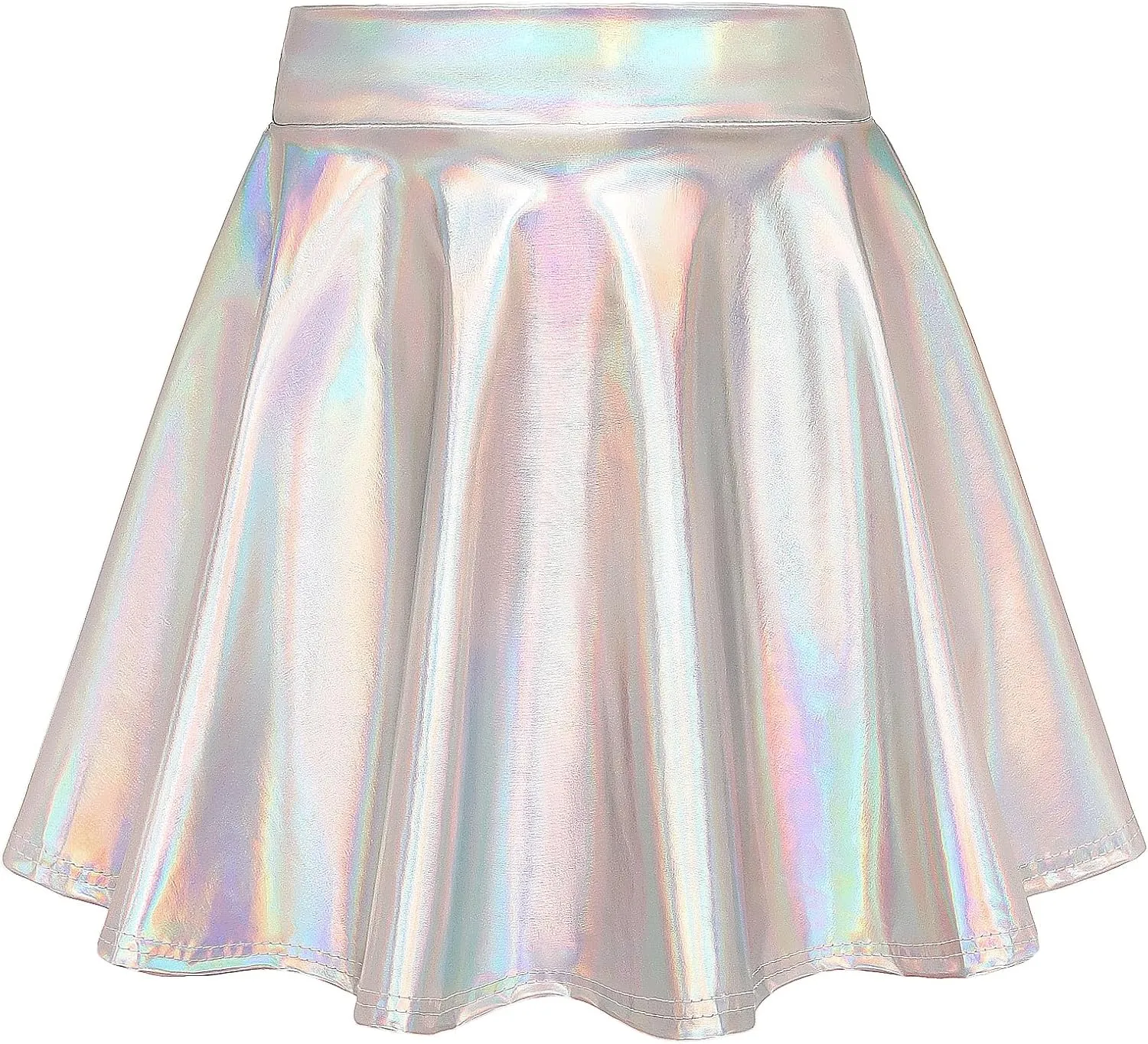KEREDA Girls Metallic Skater Skirts Shiny Flared Holographic Skort