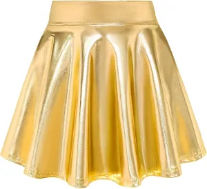 KEREDA Girls Metallic Skater Skirts Shiny Flared Holographic Skort