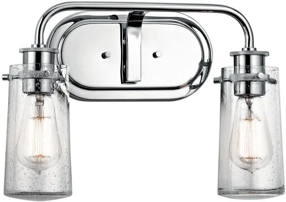 KICHLER Braelyn 14.75" 2 Light Vanity Light with Clear Seeded Glass Chrome