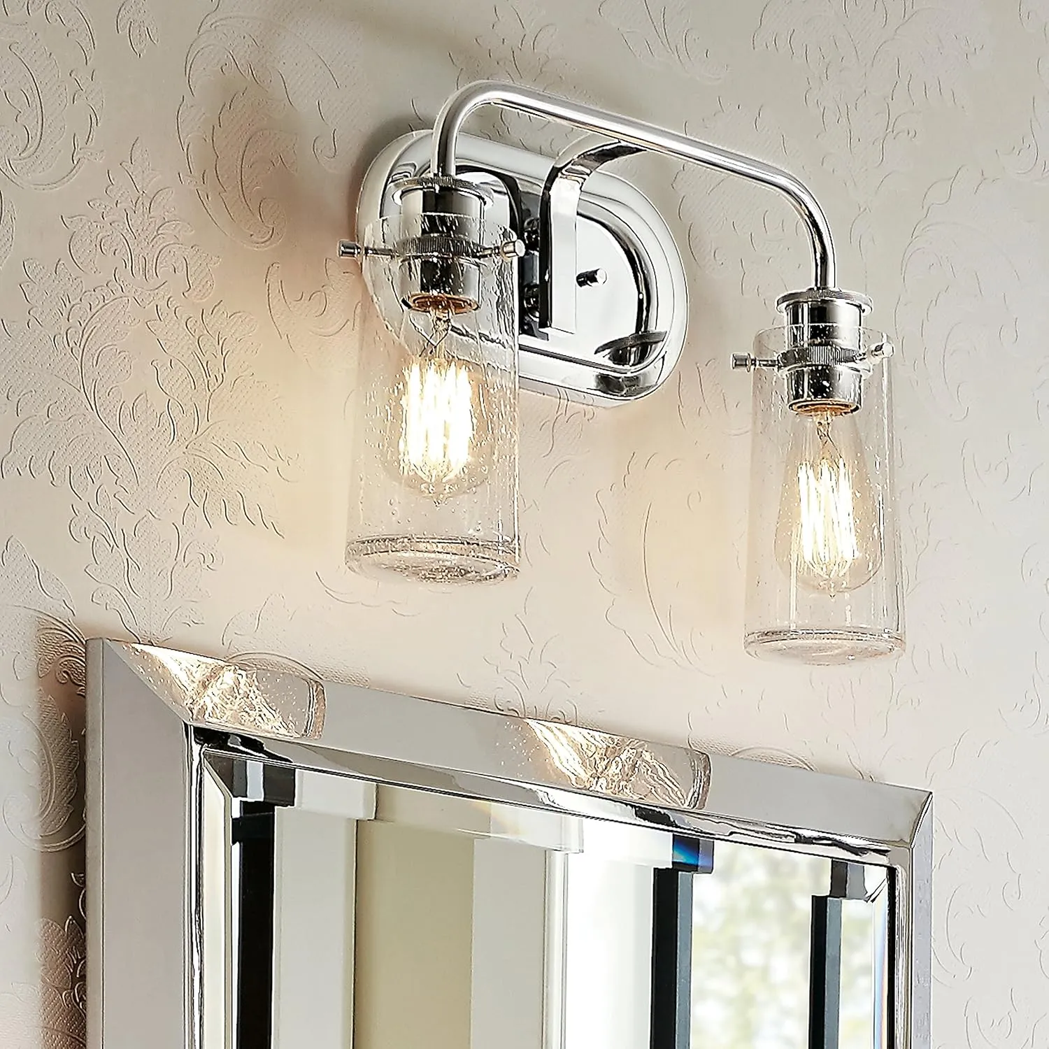 KICHLER Braelyn 14.75" 2 Light Vanity Light with Clear Seeded Glass Chrome