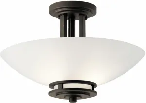 Kichler Hendrik 15" 2 Light Semi Flush with Light Umber Etched Glass Olde Bronze®
