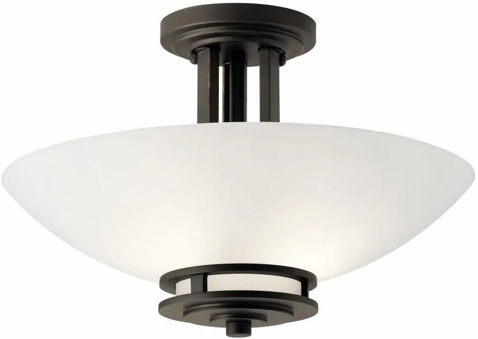 Kichler Hendrik 15" 2 Light Semi Flush with Light Umber Etched Glass Olde Bronze®