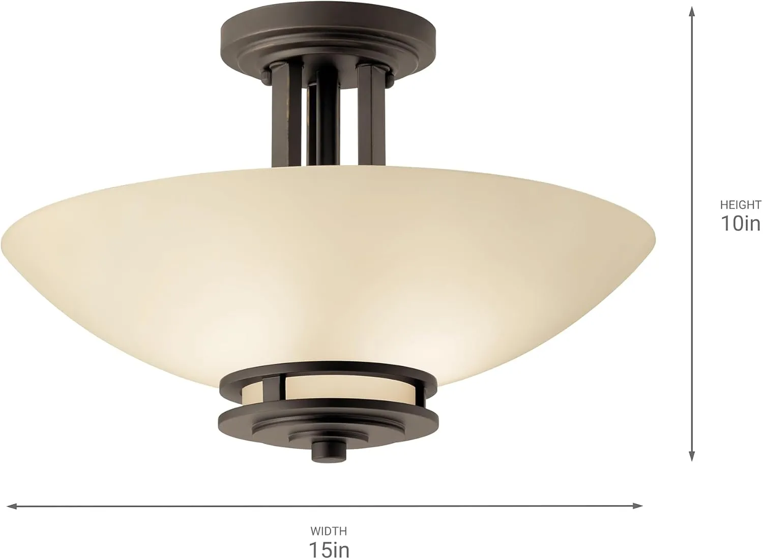 Kichler Hendrik 15" 2 Light Semi Flush with Light Umber Etched Glass Olde Bronze®