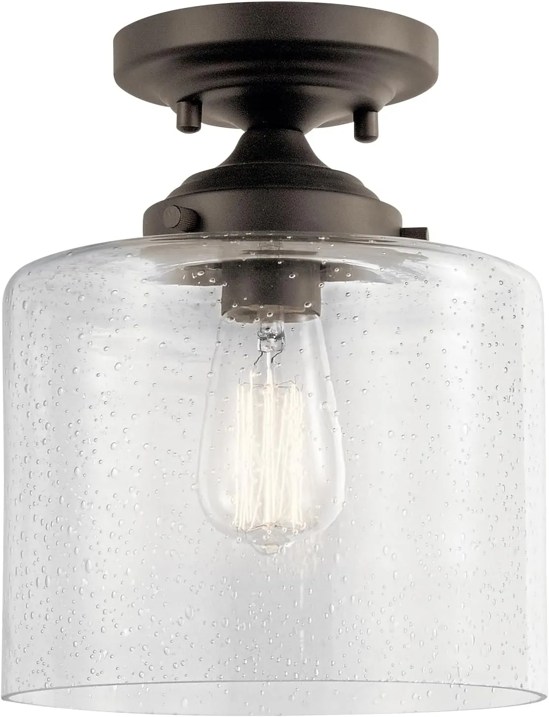 KICHLER Winslow 8.5" 1 Light Semi Flush with Clear Seeded Glass in Olde Bronze®