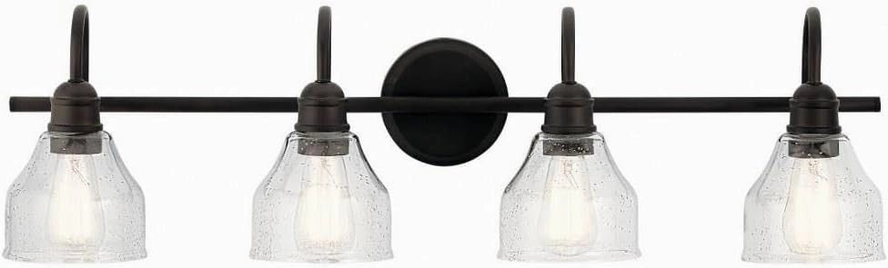 Kichler Avery 33.25" 4 Light Vanity Light with Clear Seeded Glass Olde Bronze®
