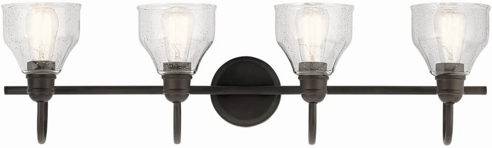 Kichler Avery 33.25" 4 Light Vanity Light with Clear Seeded Glass Olde Bronze®