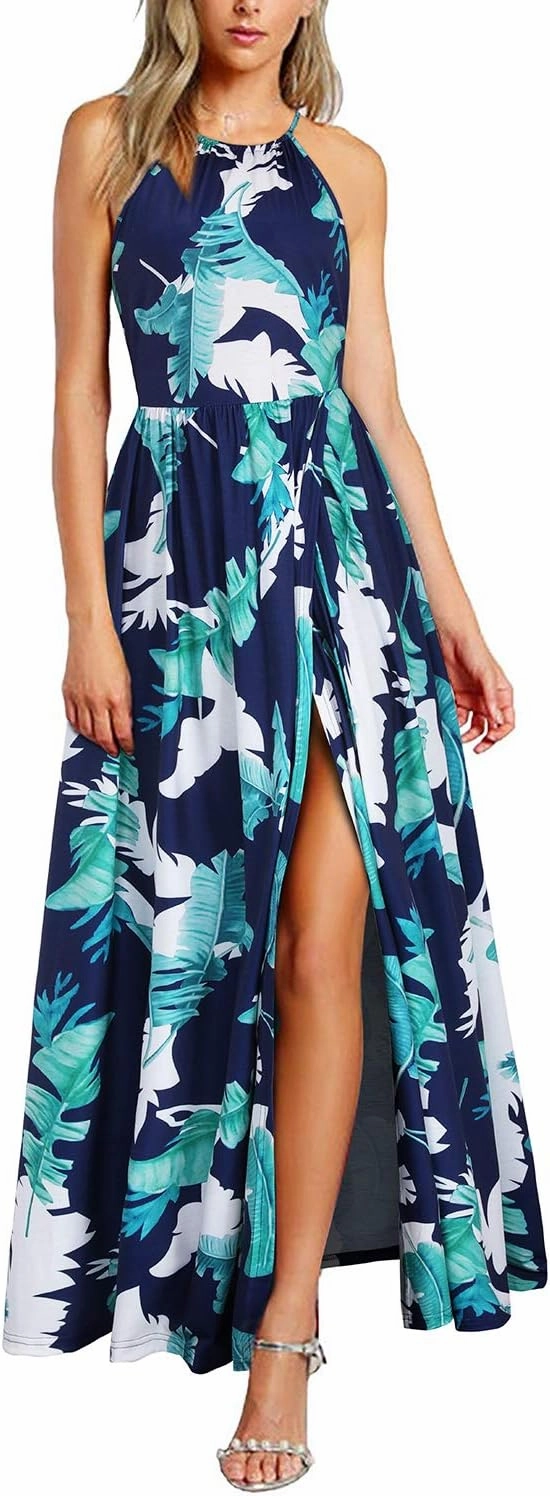 KILIG Women's Summer Maxi Dress 2025 Casual Sleeveless Split Floral Sundress Beach Vacation Flowy Long Dresses