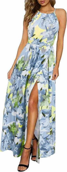 KILIG Women's Summer Maxi Dress 2025 Casual Sleeveless Split Floral Sundress Beach Vacation Flowy Long Dresses