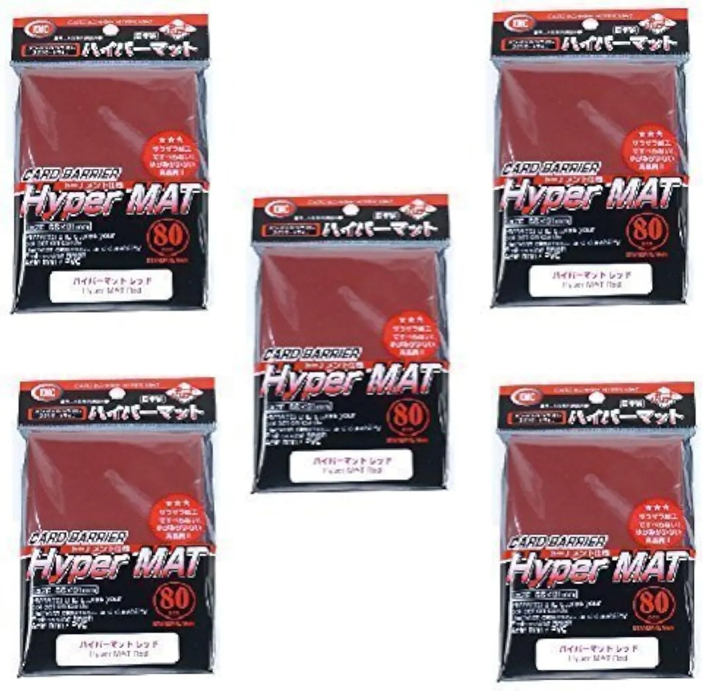KMC Hyper Matte Sleeves Red ×5 Sets (5 Packs/total 400 Sheets) (Japan Import) Made in Japan (1 Pack)