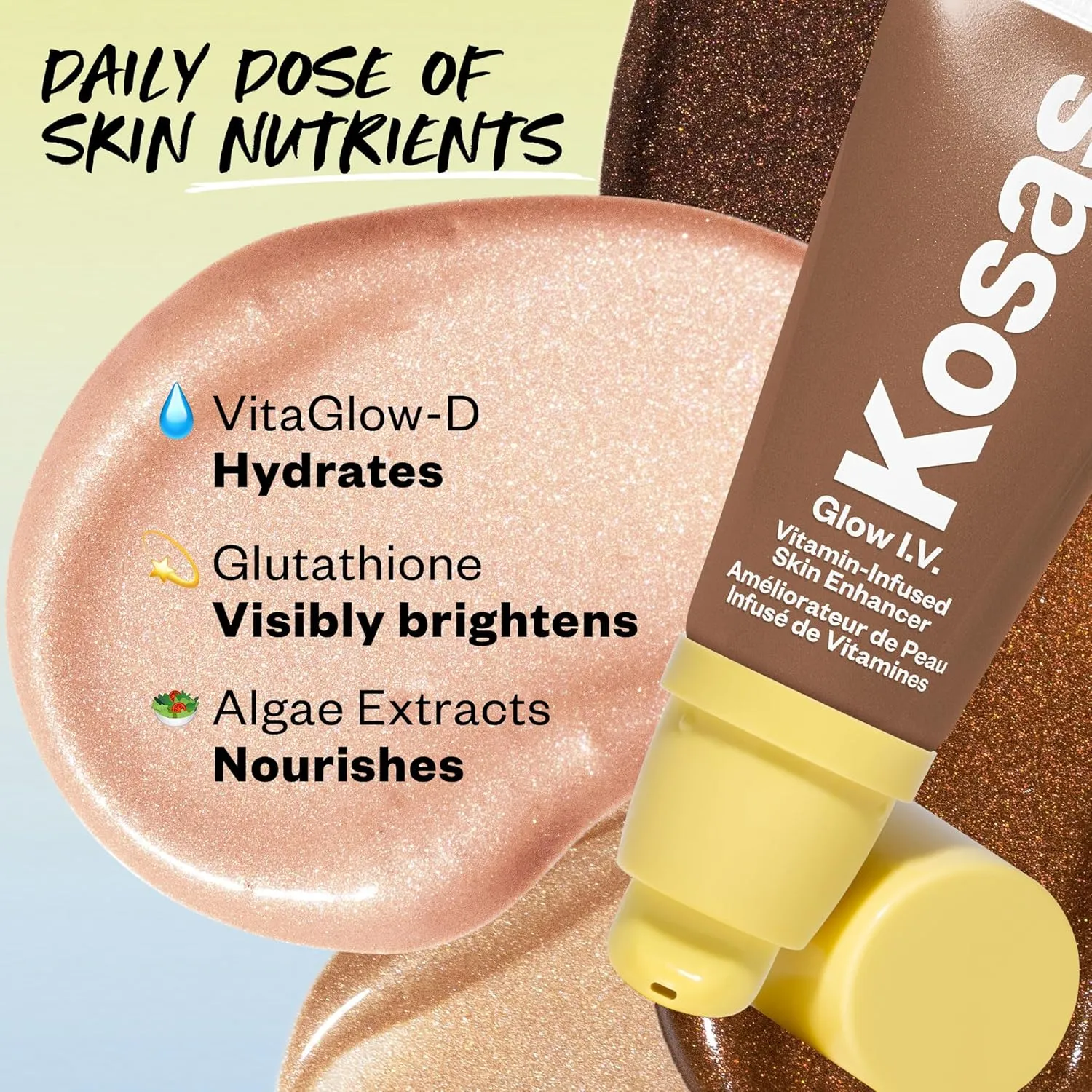 Kosas Glow I.V. Vitamin-Infused Skin Enhancer Face Makeup - Tinted Beauty Highlighter for a Healthy Glow - Revitalize