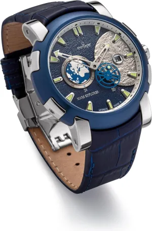 Kronsegler Mars Explorer Mens Watch Automatic Steel/Blue with Blue Leather Strap