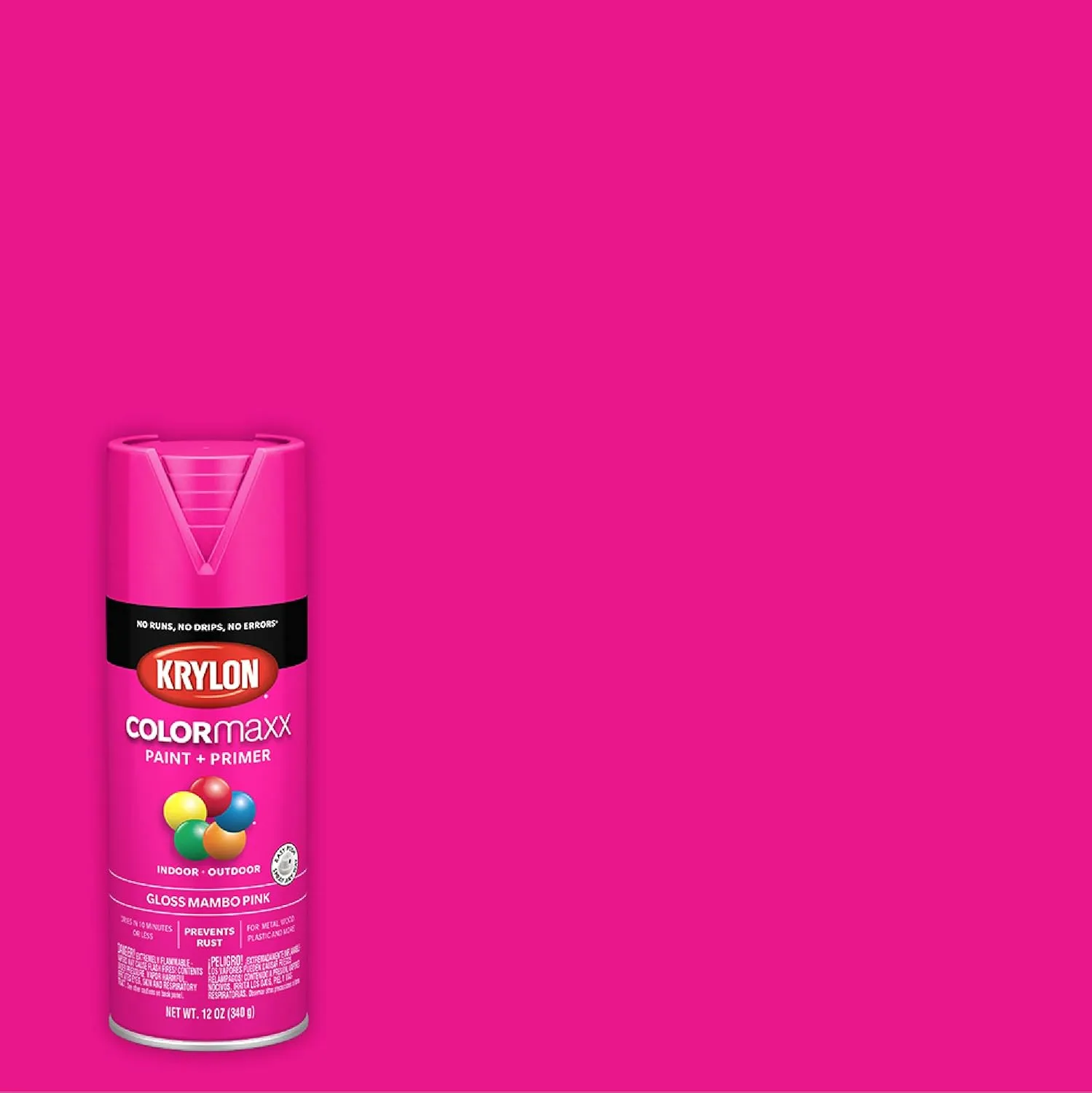 Krylon K05528007 COLORmaxx Spray Paint and Primer for Indoor/Outdoor Use, Gloss Mambo Pink, 12 Ounce (Pack of 2)