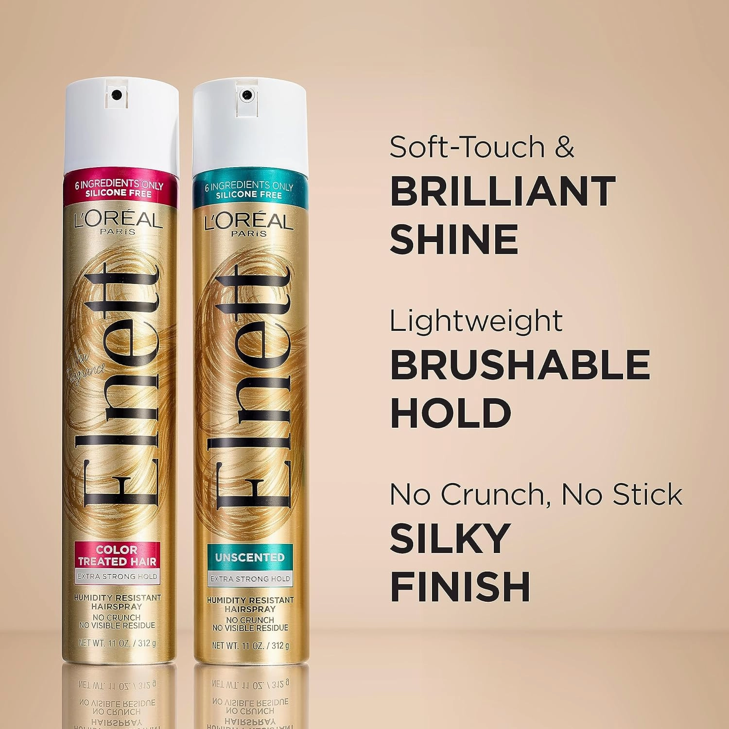 L'Oreal Paris Hair Care Elnett Satin Extra Strong Hold Hairspray, Unscented, 11 Ounce (Pack of 2)