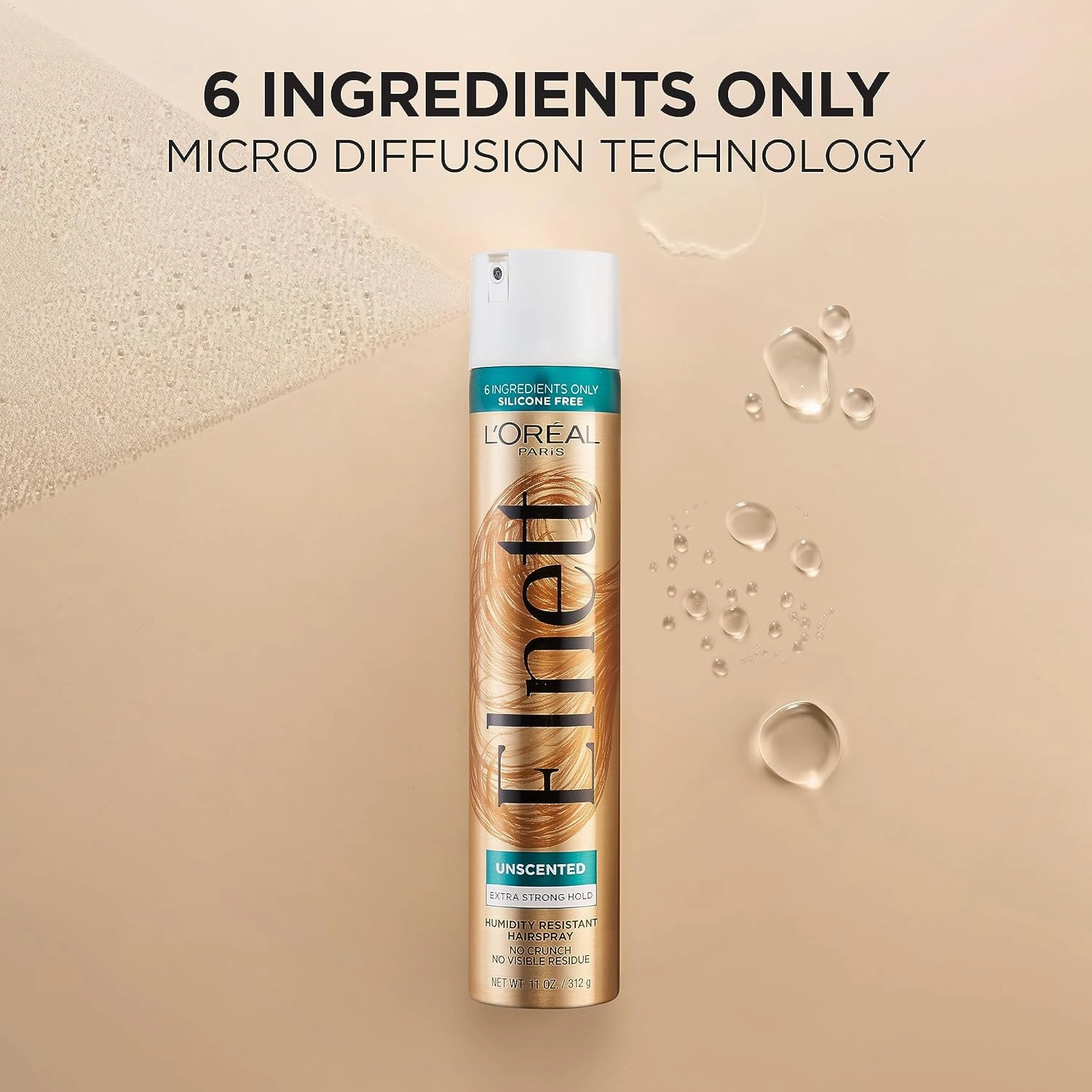 L'Oreal Paris Hair Care Elnett Satin Extra Strong Hold Hairspray, Unscented, 11 Ounce (Pack of 2)