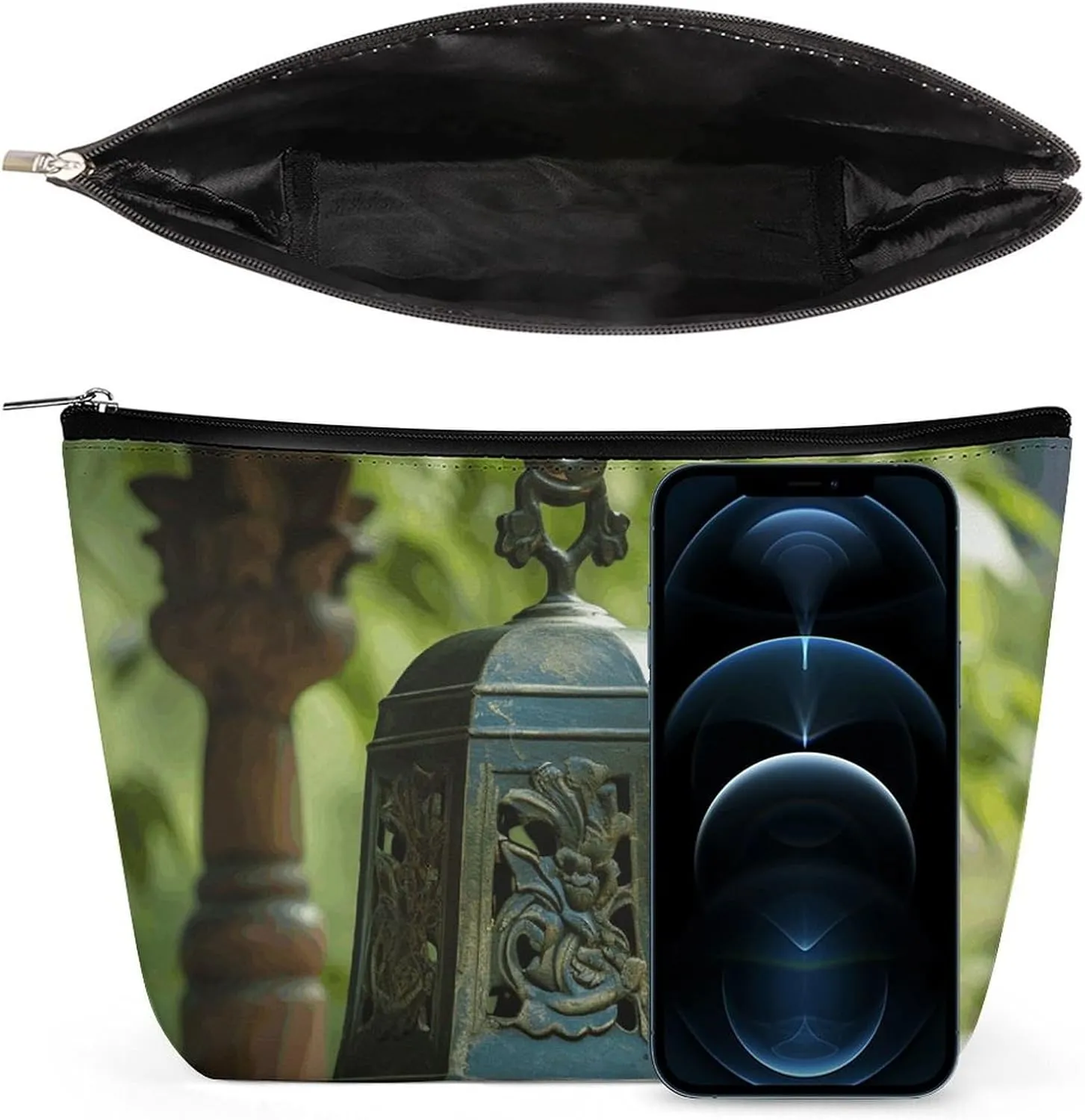 Ladies Makeup Bag Travel Toiletries Bag Handmade Metal Clock Printed Portable Cosmetic Bag Suitable for Vacation Travel