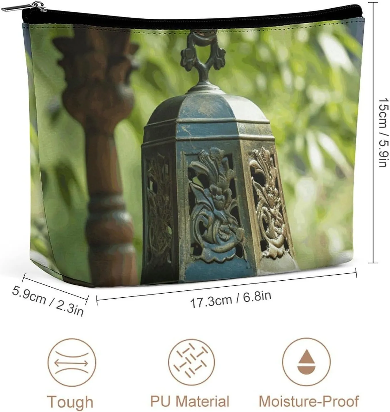 Ladies Makeup Bag Travel Toiletries Bag Handmade Metal Clock Printed Portable Cosmetic Bag Suitable for Vacation Travel
