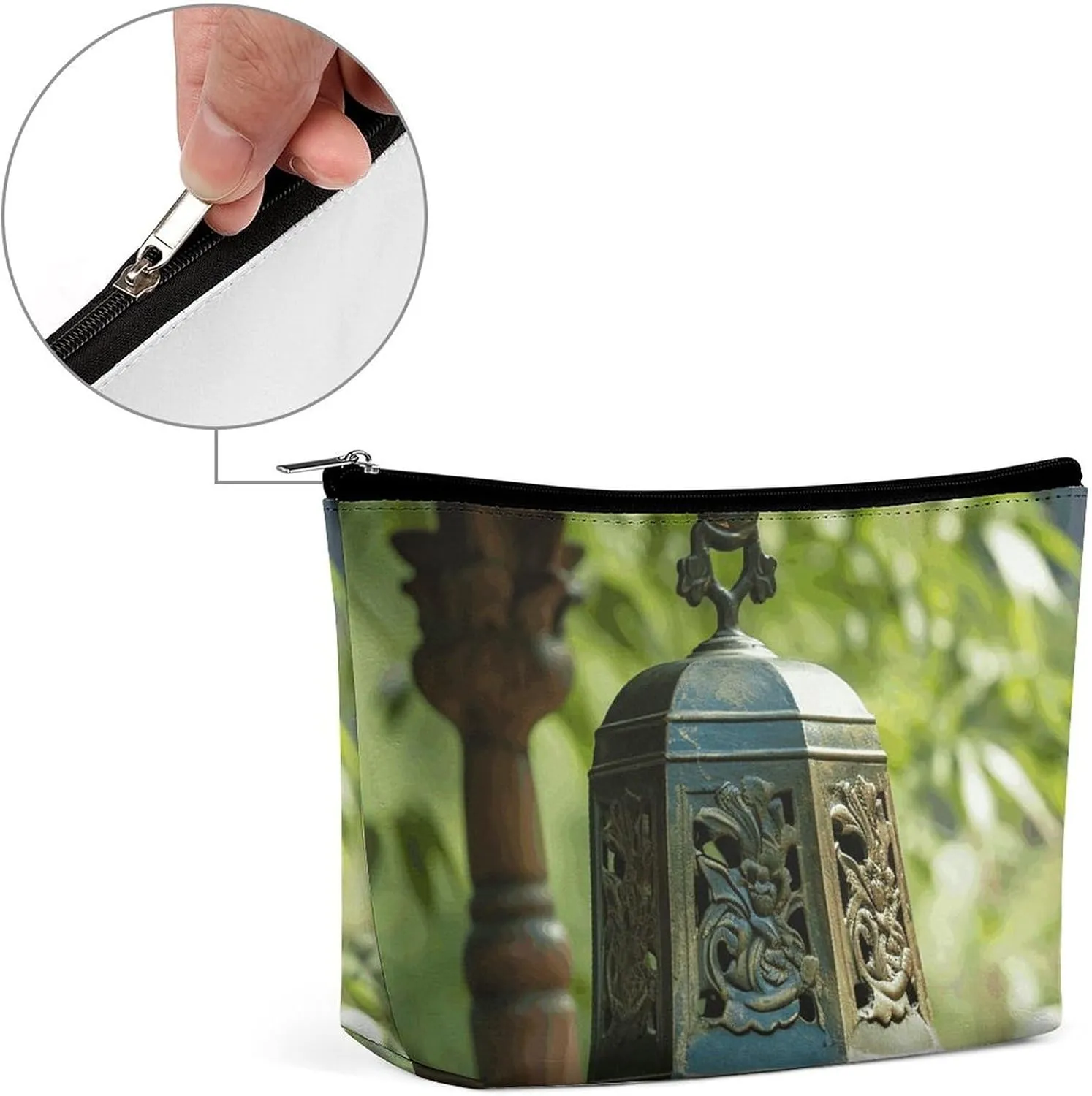 Ladies Makeup Bag Travel Toiletries Bag Handmade Metal Clock Printed Portable Cosmetic Bag Suitable for Vacation Travel