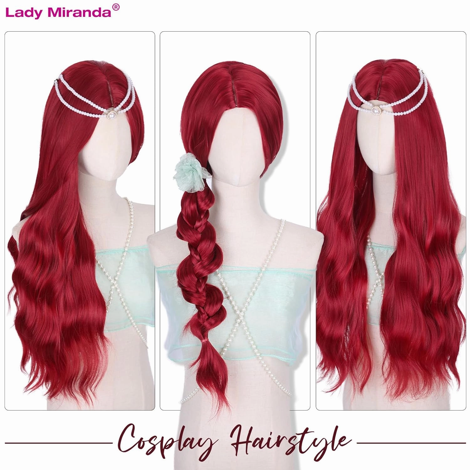 Lady Miranda 28 Inch Long Red Wig Synthetic Red Wigs for Women Long Wavy Wig Body Wave Wigs For Women Natural Middle Part Wigs For Daily Party Life (Red, 28 Inch)