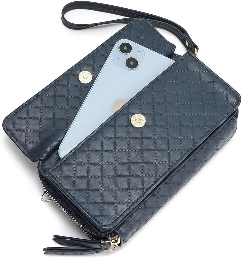 Lanyani RFID Crossbody Wallet Wristlet Purse with Phone Pocket For Women Vegan Leather