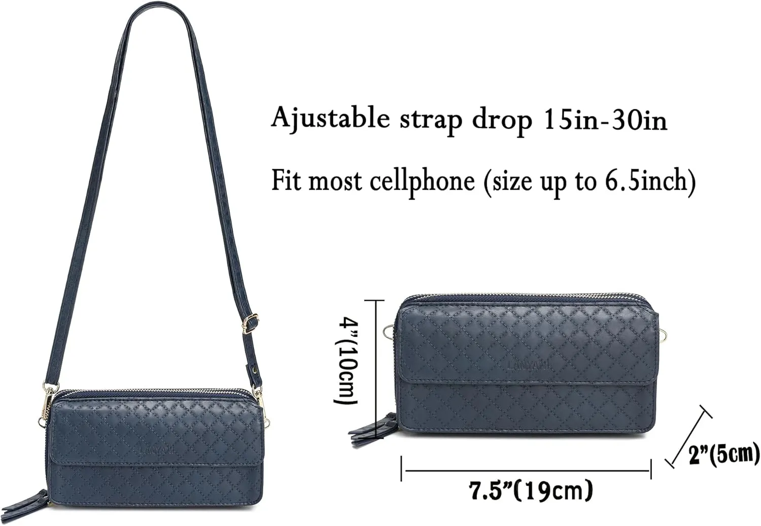 Lanyani RFID Crossbody Wallet Wristlet Purse with Phone Pocket For Women Vegan Leather