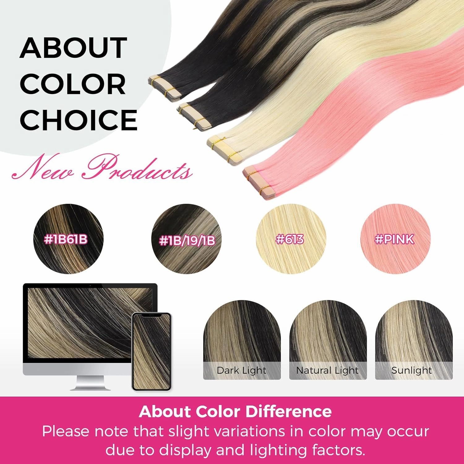 Lashey Tape in Hair Extensions 25g 10pcs 14 Inch Straight Balayage Natural Black to Light Blonde Highlighted Hair Extensions Tape in Hair for Women