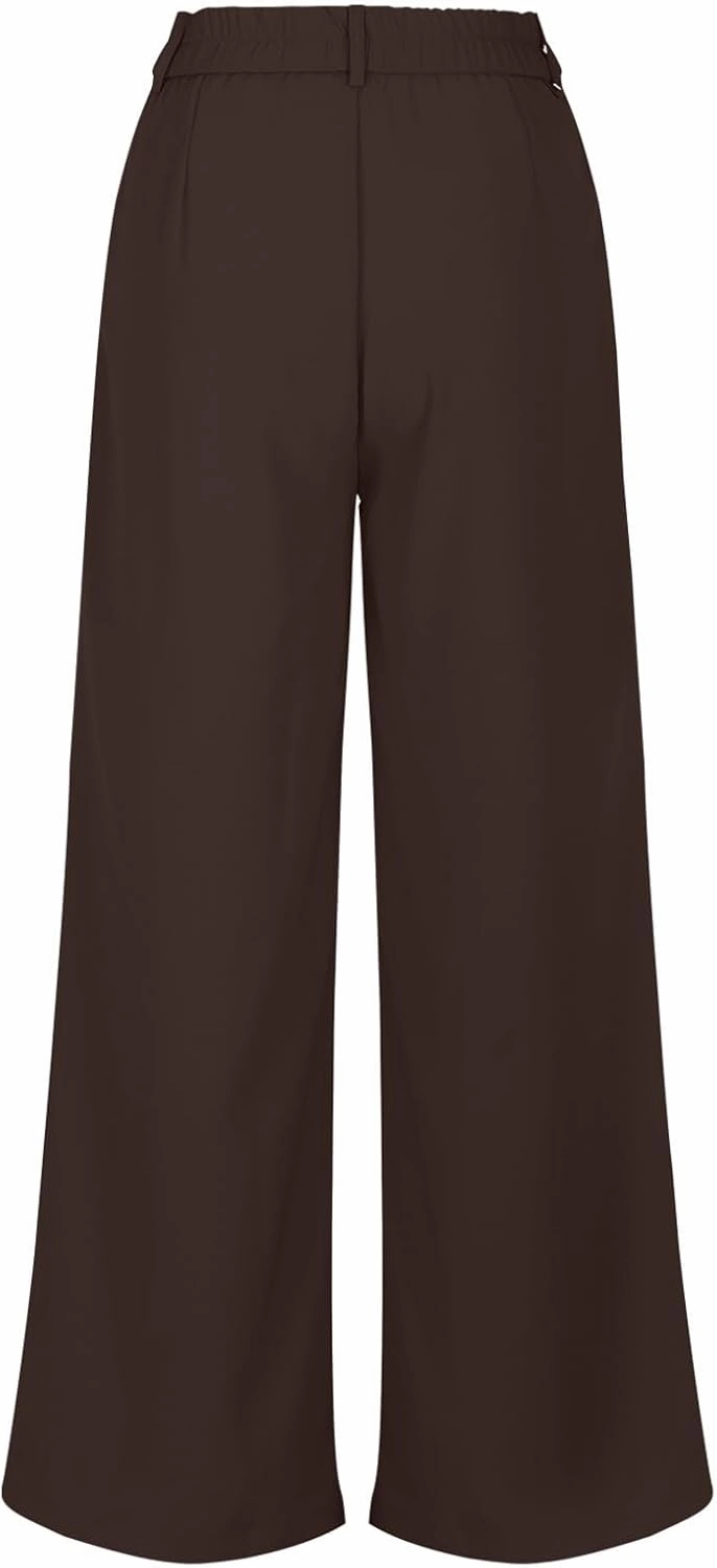 Lastesso Pants for Women Solid Straight Wide Leg Trousers with Pcoekts High Waisted Baggy Business Casual Suit Pants