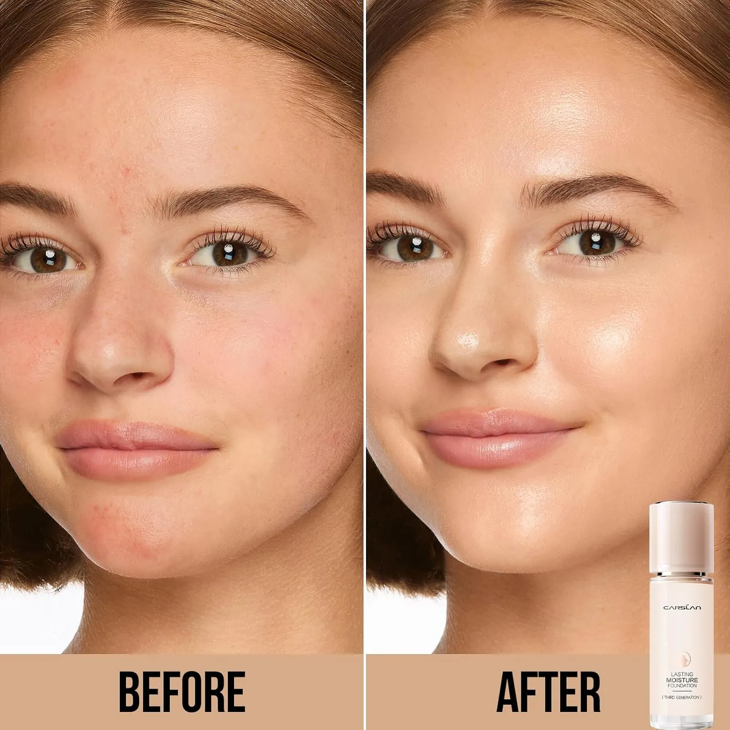 Lasting Moisture Foundation, 24H Longlasting Medium Coverage Dewy Finish Face Makeup, Poreless, Lightweight, Hydrating Liquid Foundation For Dry Skin, N01