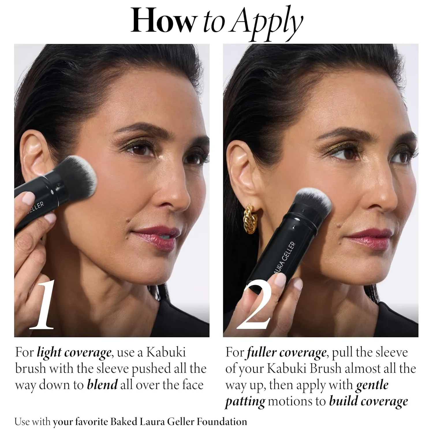 LAURA GELLER NEW YORK Baked Balance-n-Brighten Foundation with Kabuki Brush Makeup Set, Medium