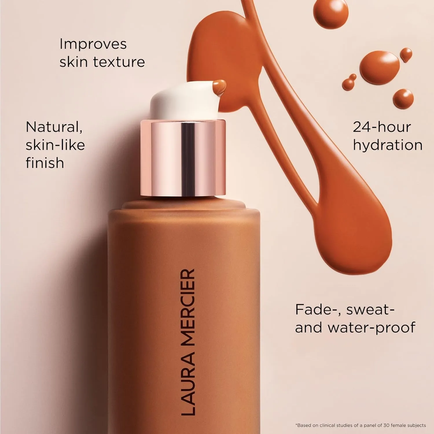 Laura Mercier Real Flawless Weightless Perfecting Waterproof Liquid Foundation: Medium-Buildable Coverage, 12 HR Fade-Proof Wear, Natural Finish, Hydrating, Long Lasting, Non-Comedogenic