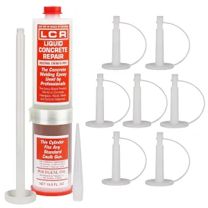 LCR Injection Epoxy Part A Resin and Part B Hardener with 7 Injection Ports for Repair of Concrete Foundation Cracks, Use LCR Repair Paste for Vertical Cracks or Alone on Horizontal Surfaces