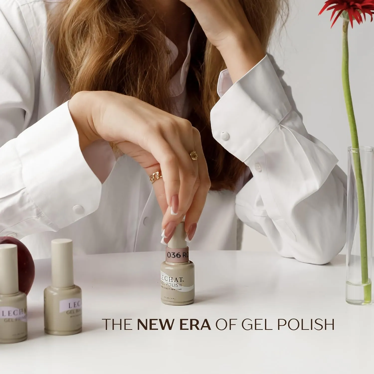LECHAT Gel Polish - Julia, Color and Top in One Coat, Shiny Long-Wear, Deep Red Gel Polish