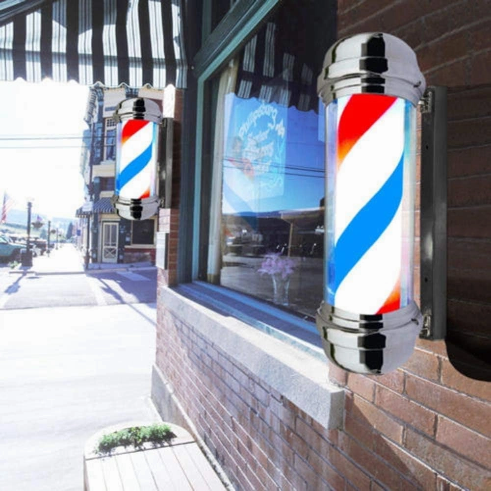 LED Barber Pole 57cm Barber Pole Retro LED Barber Pole, Classic REd White Blue Illuminating Rotating Stripes Salon Sign Light | Waterproof Save Energy