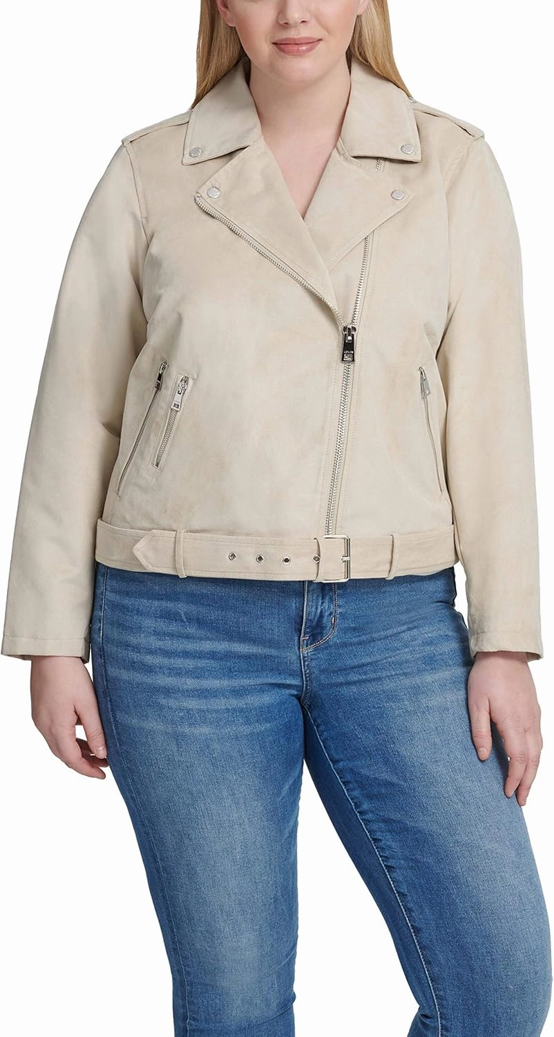 Levi's Women's Faux Suede Asymmetrical Belted Motorcycle Jackets (Standard & Plus Sizes)