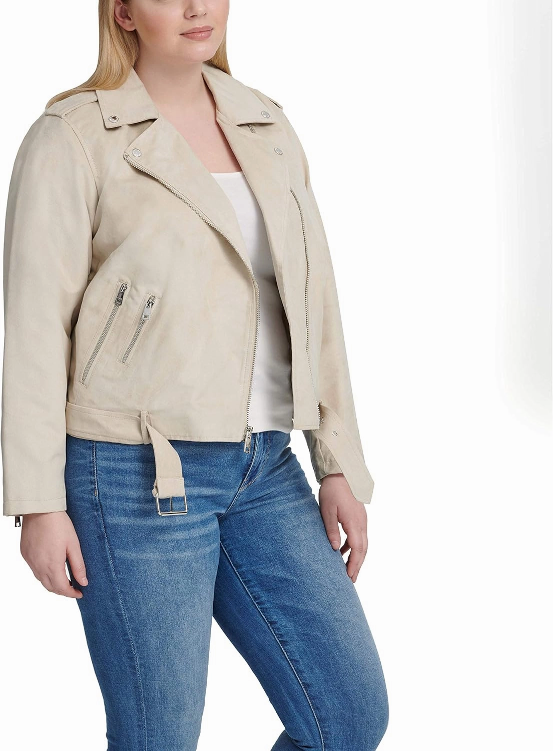 Levi's Women's Faux Suede Asymmetrical Belted Motorcycle Jackets (Standard & Plus Sizes)